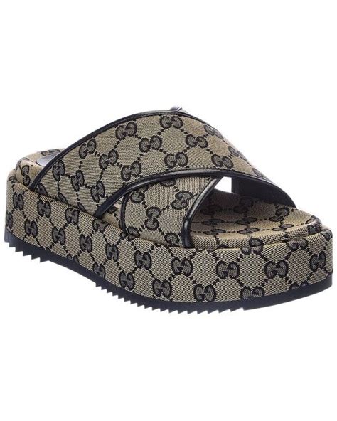 gucci brown flat sandals|Gucci rubber platform sandals.